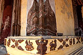Vientiane, Laos - Wat Si Saket, detail of the decorations of the sim. 